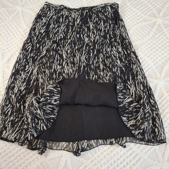 Coldwater Creek Womens Medium Black White Abstract Print Chiffon Midi Skirt - Picture 4 of 7